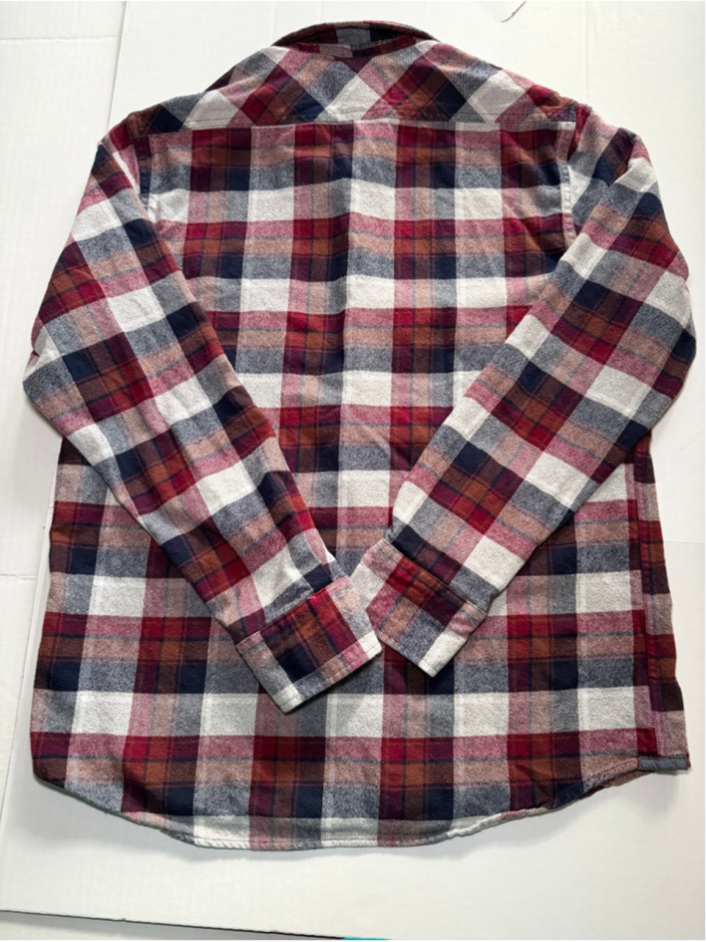 Flag & Anthem red, navy, and off-white plaid flannel sz L #fall #comfy - Picture 2 of 6